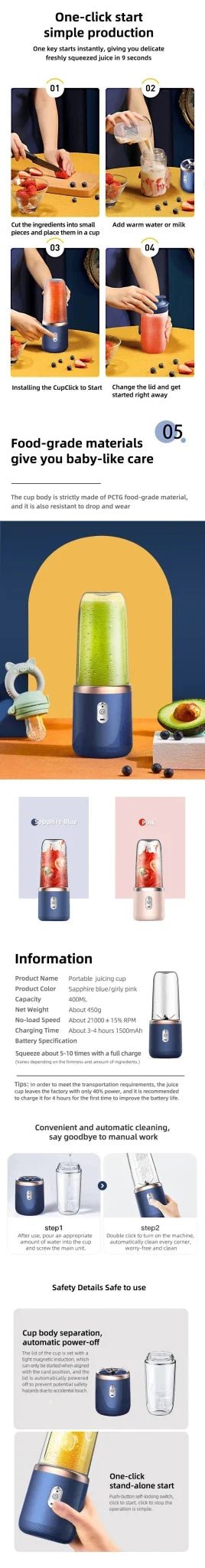 Portable USB Mini Juicer — Blend Fresh Smoothies Anywhere - NovaNest